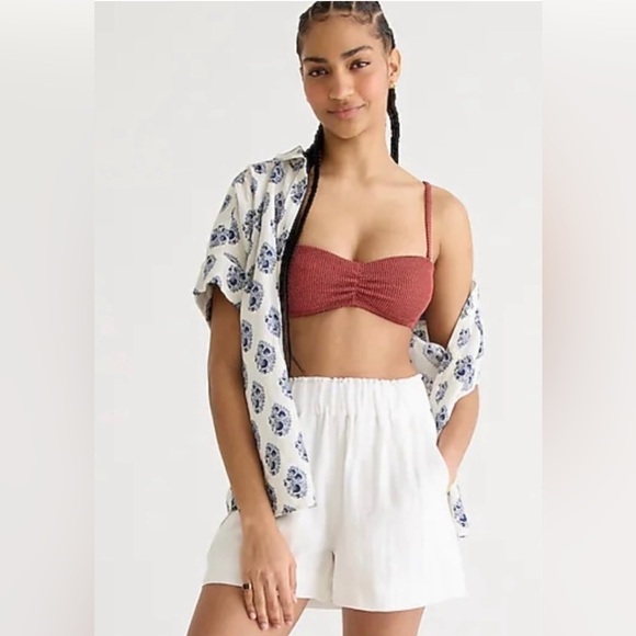NWT J. Crew Scrunchie Sweetheart Bikini Top in Terracotta with 2 Straps, Size 3X - Picture 1 of 15